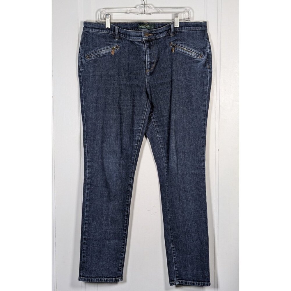 LRL Ralph Lauren Jeans Co Womens Size 14W Straight Leg Zip Pockets Retro VTG Y2K